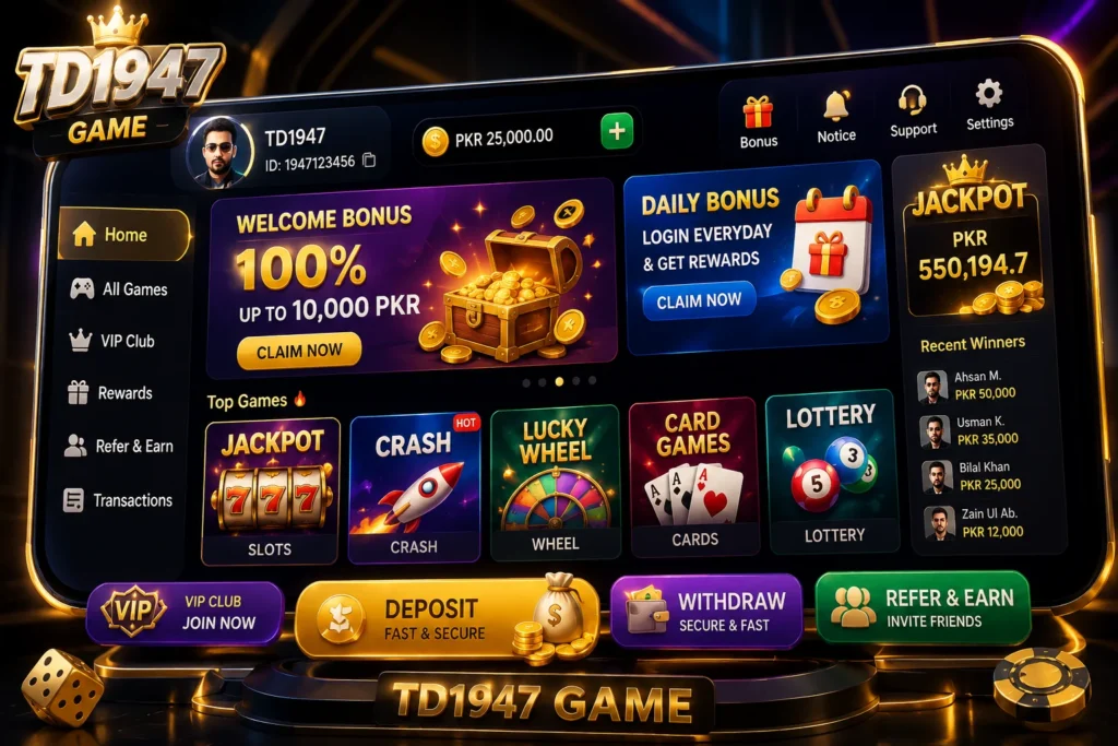 TD1947 Game Android homepage interface