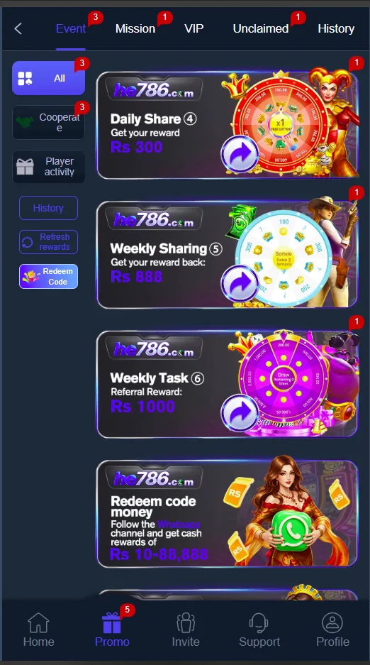 HE786 Game promotion and latest offers for Android users