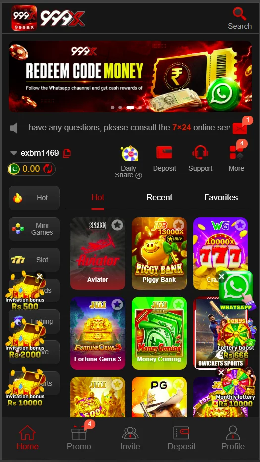 999X Game home screen on Android