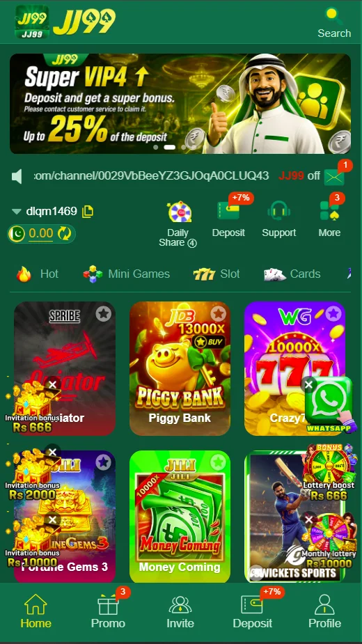 JJ99 Game Android app home screen and gaming interface